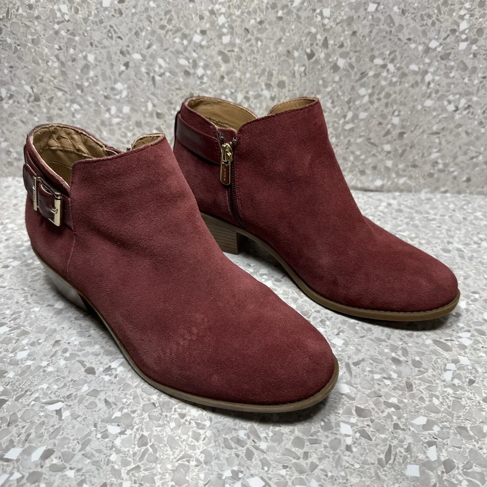 Vionic‎ Ankle Boots Womens 7 Burgundy Suede Side Zip Orthotic Comfort Booties